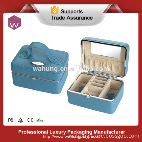 Blue leather fancy gift jewelery boxes wholesales (WH-3149)